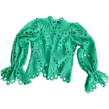 Load image into Gallery viewer, "So Unique" Mint Green Crochet Blouse/Top