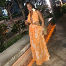 Load image into Gallery viewer, "Morocco" Orange Halter Maxi Dress