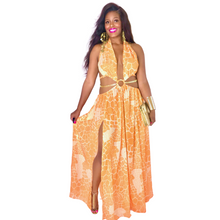 Load image into Gallery viewer, "Morocco" Orange Halter Maxi Dress