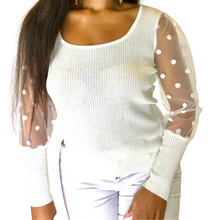 Load image into Gallery viewer, "Jasmine" Organza White Sleeve Top