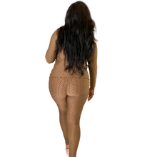Load image into Gallery viewer, Brown Honeycomb Jumpsuit Set