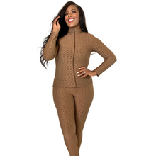 Load image into Gallery viewer, Brown Honeycomb Jumpsuit Set