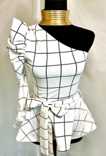 Load image into Gallery viewer, "Olivia" One Shoulder Peplum White Top