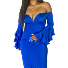 Load image into Gallery viewer, "Mamacita" Ruffle Sleeve Dress Royal Blue