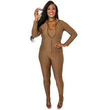Load image into Gallery viewer, Brown Honeycomb Jumpsuit Set