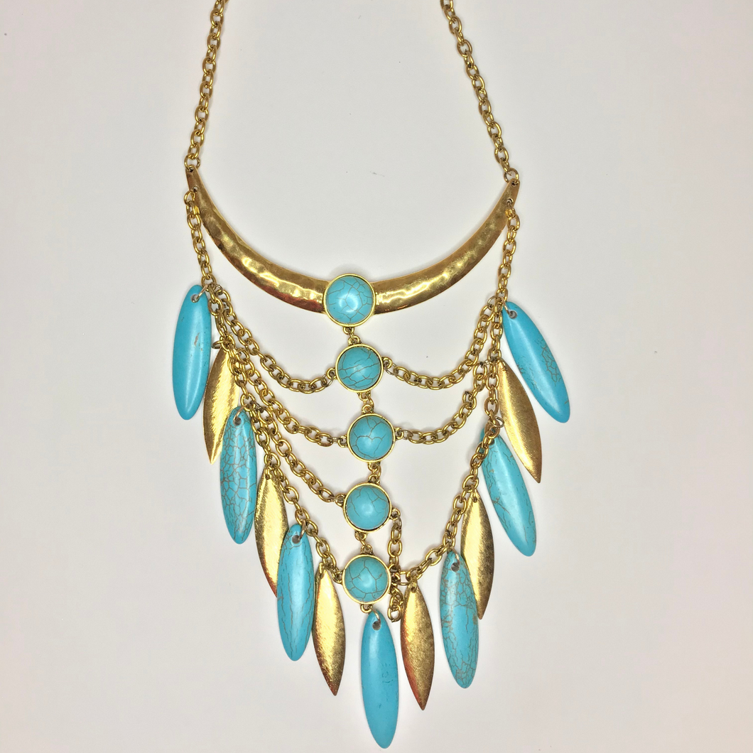 Turquoise and Gold Necklace Set