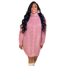 Load image into Gallery viewer, Mauve Plus Size Sweater Dress
