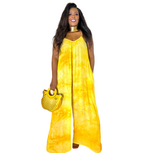 Load image into Gallery viewer, &quot;Celine&quot; Yellow Tie Dye Jumpsuit
