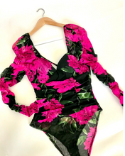 Load image into Gallery viewer, &quot;Rose Garden&quot; Floral, Cross Strap Back Bodysuit

